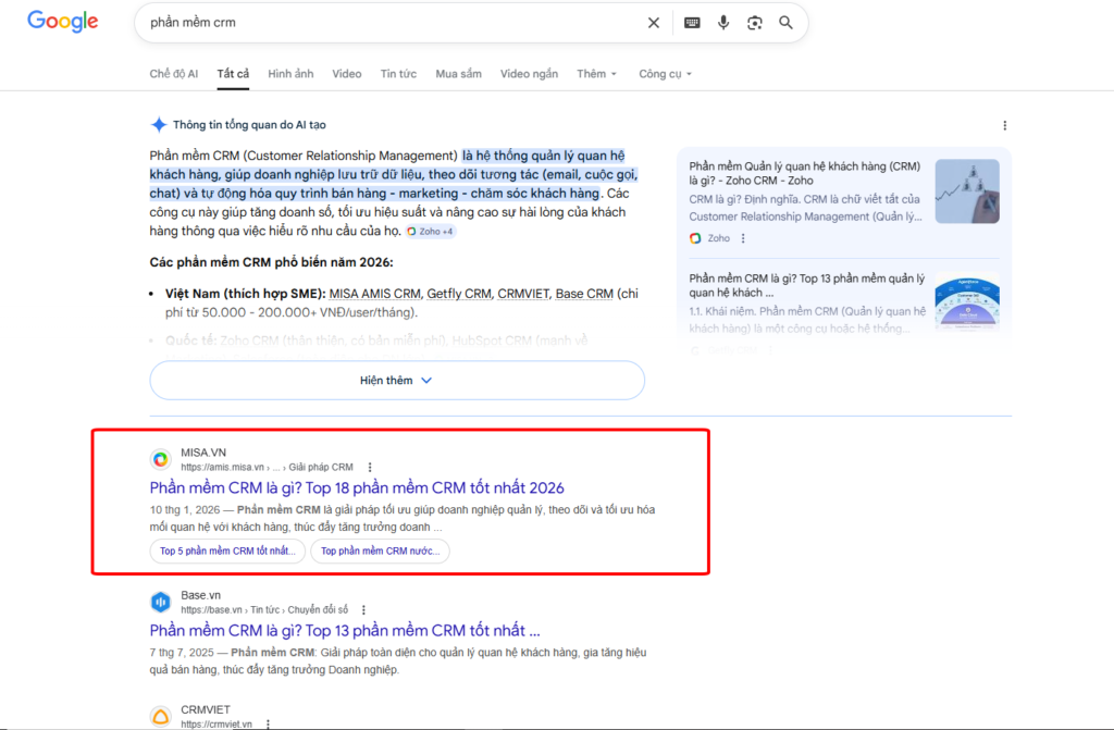 top 1 phần mềm CRM